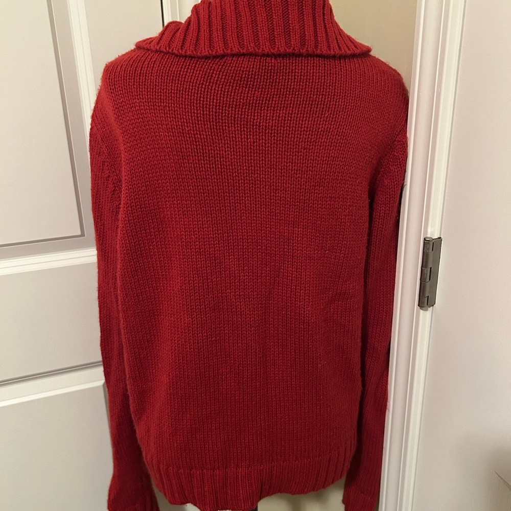Vintage St. John's Bay Red Cable Knit button down Cardigan with collar - Picture 2 of 3